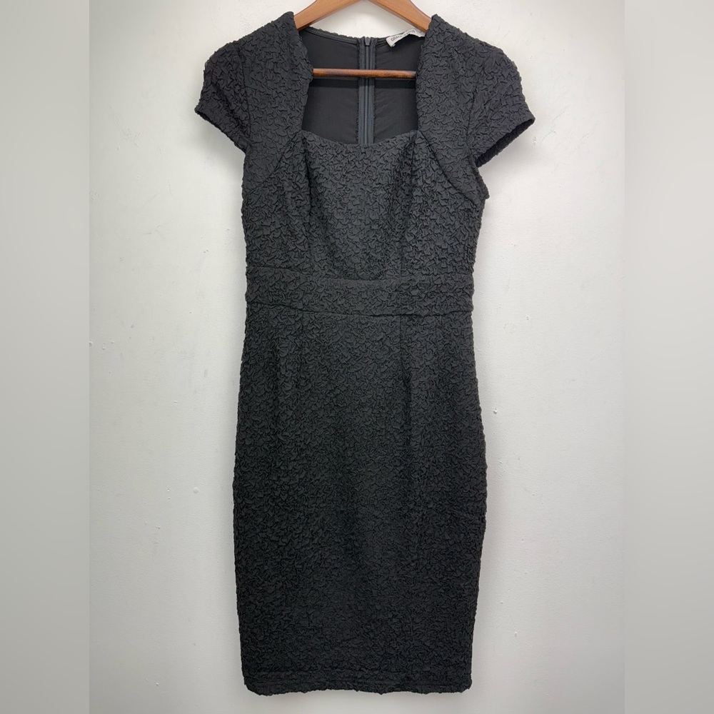 Grace Karin size Small Women’s Black Textured Cap Sleeve Bodycon Pencil Dress